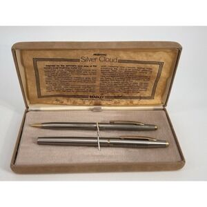 Vintage Bradley Silver Cloud Pen And Pencil Set With Case